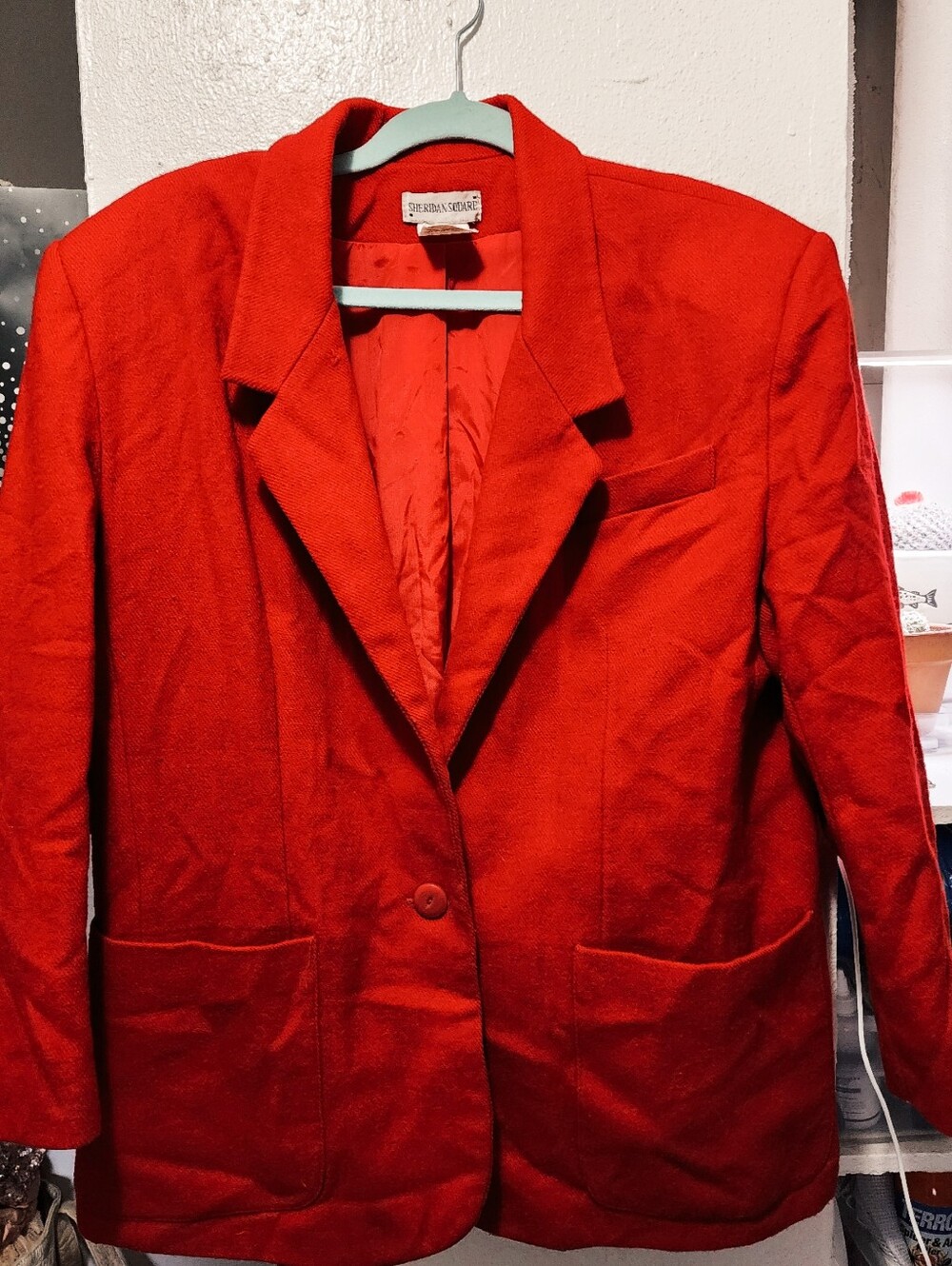WOMEN'S 80'S WOOL BLEND BLAZER - RED